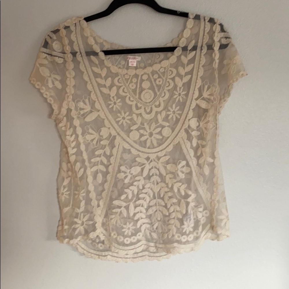 Sheer lace off white tshirt